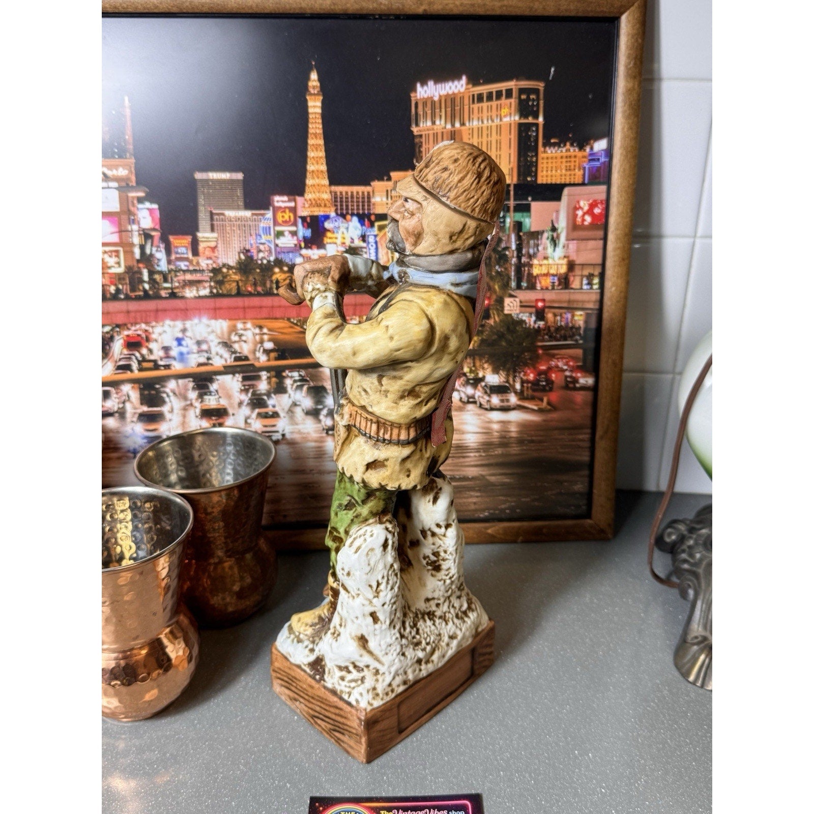 Vtg 1976 Homan The Buffalo Hunter Decanter C.M. Russell Japan 13in Western Bar