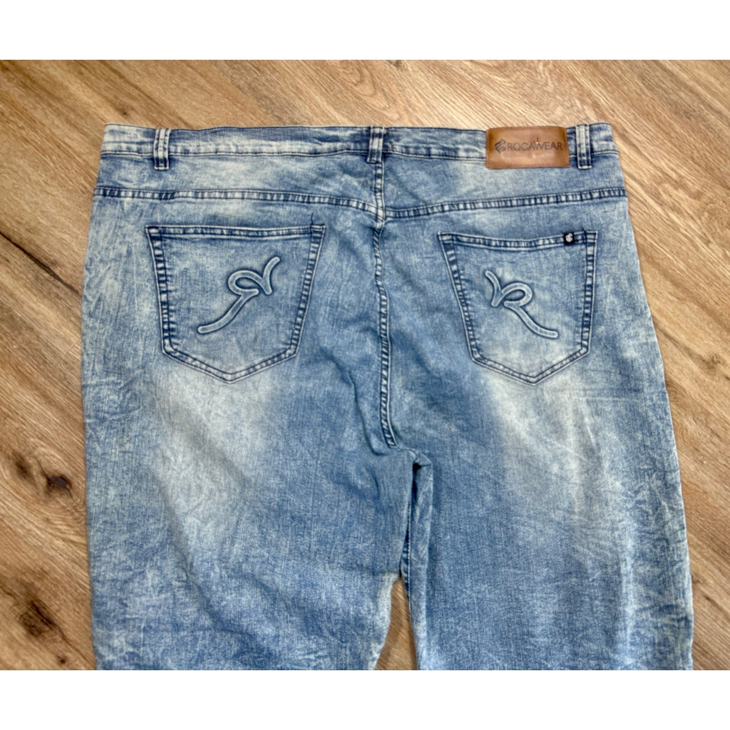 Rocawear Slim Fit Jeans Men’s 46x34 Light Wash Y2K Hip Hop Streetwear Denim