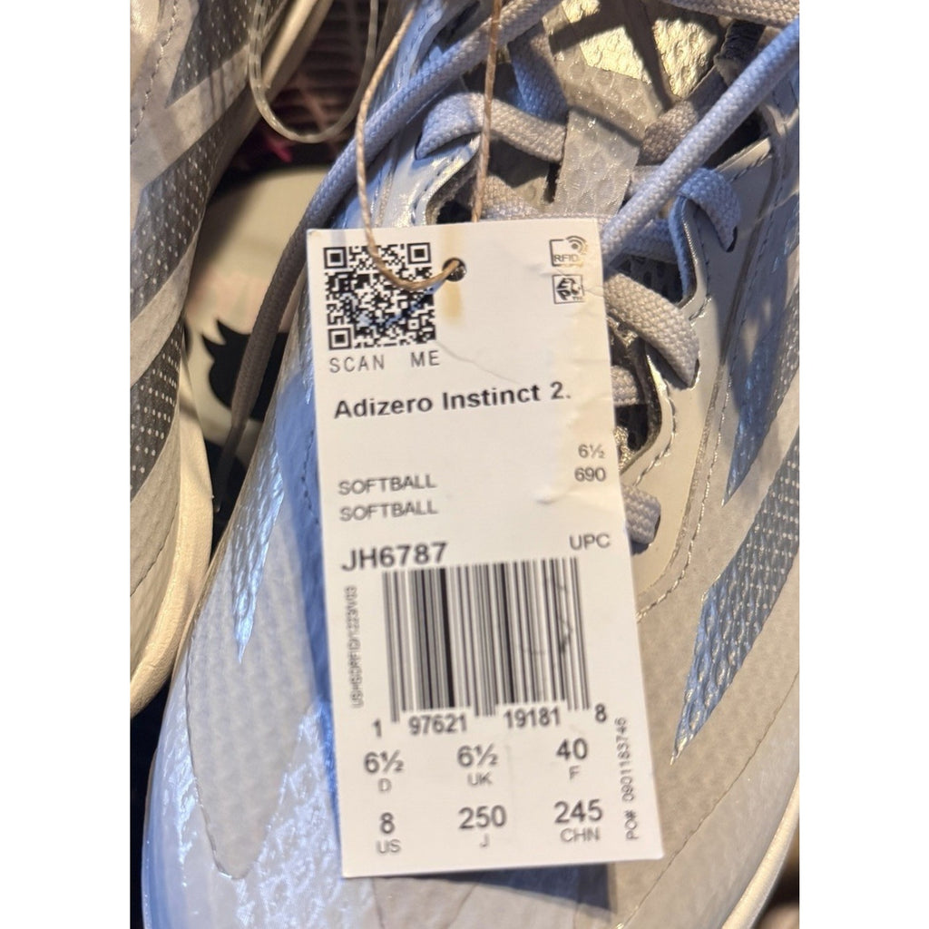 adidas Adizero Instinct 2.0 Metal Softball Cleats Women’s 8 Grey Silver JH6787