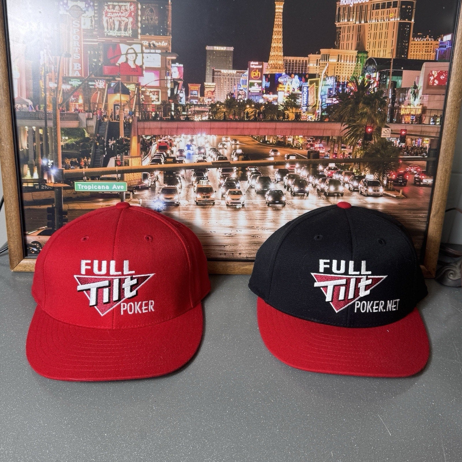 2000s Full Tilt Poker Online Gambling WSOP Flex Fitted Hat 7 1/4-7 5/8 L XL Y2K