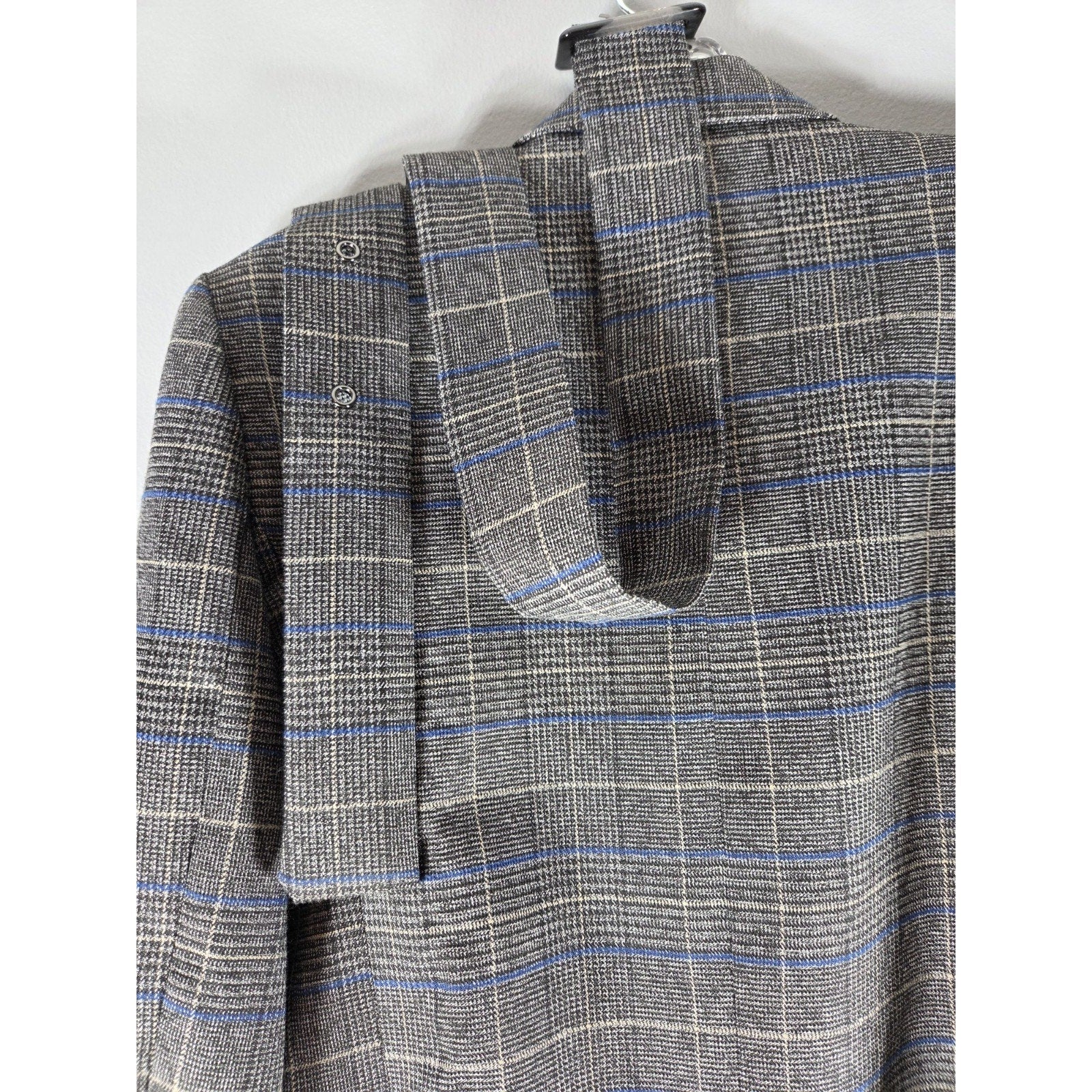 Laundry Shelli Segal Plaid Double Breasted Blazer Womens Sz M Gray Blue Medium
