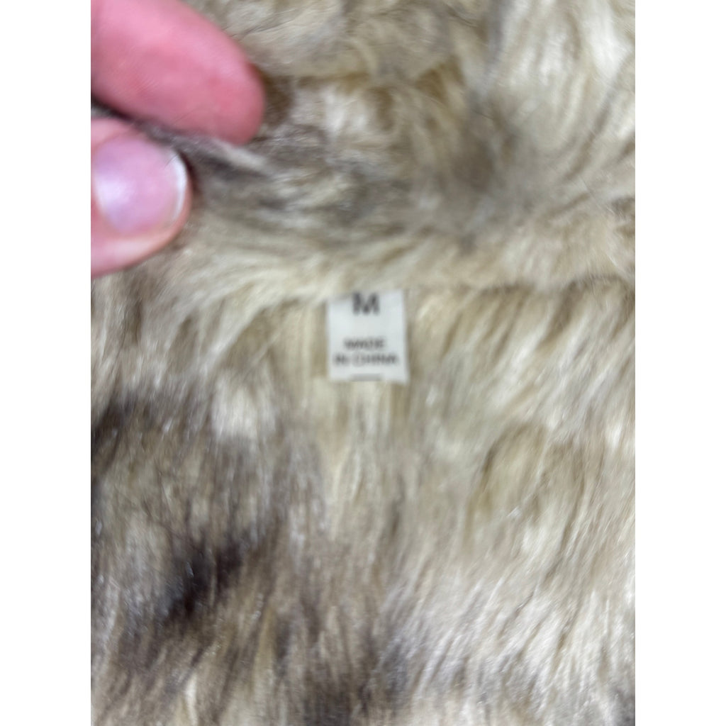 Bagatelle Reversible Faux Fur Leopard Print Puffer Vest Womens Beige Brown Y2K