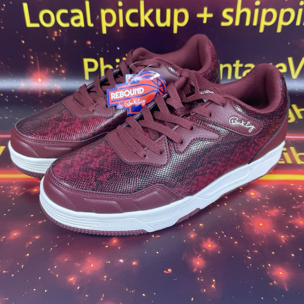 Patrick Ewing Rebound Backcourt Snake Burgundy Sneakers Shoes 1RMSN06-117 8.5