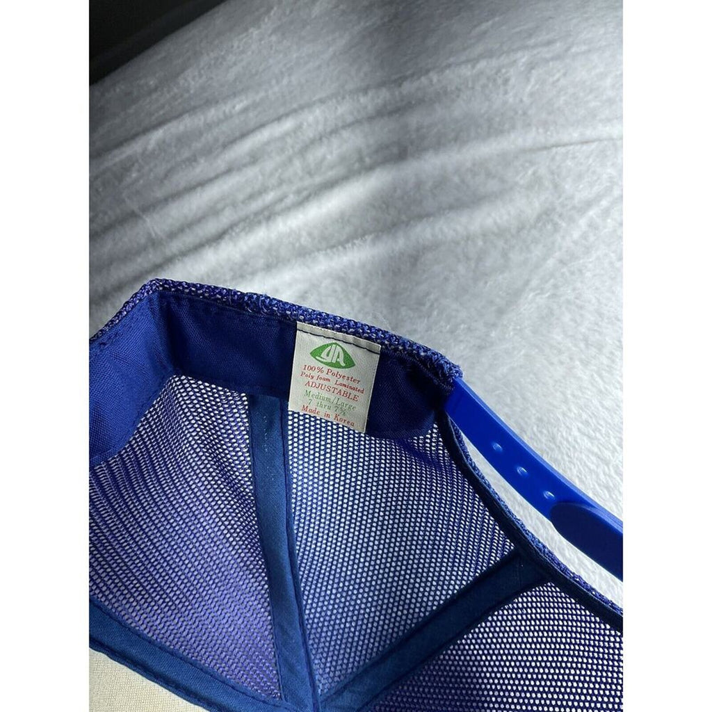 Vintage‎ AVEMCO For Aviation People Blue Mesh Back Adjustable Trucker Hat Sz M-L