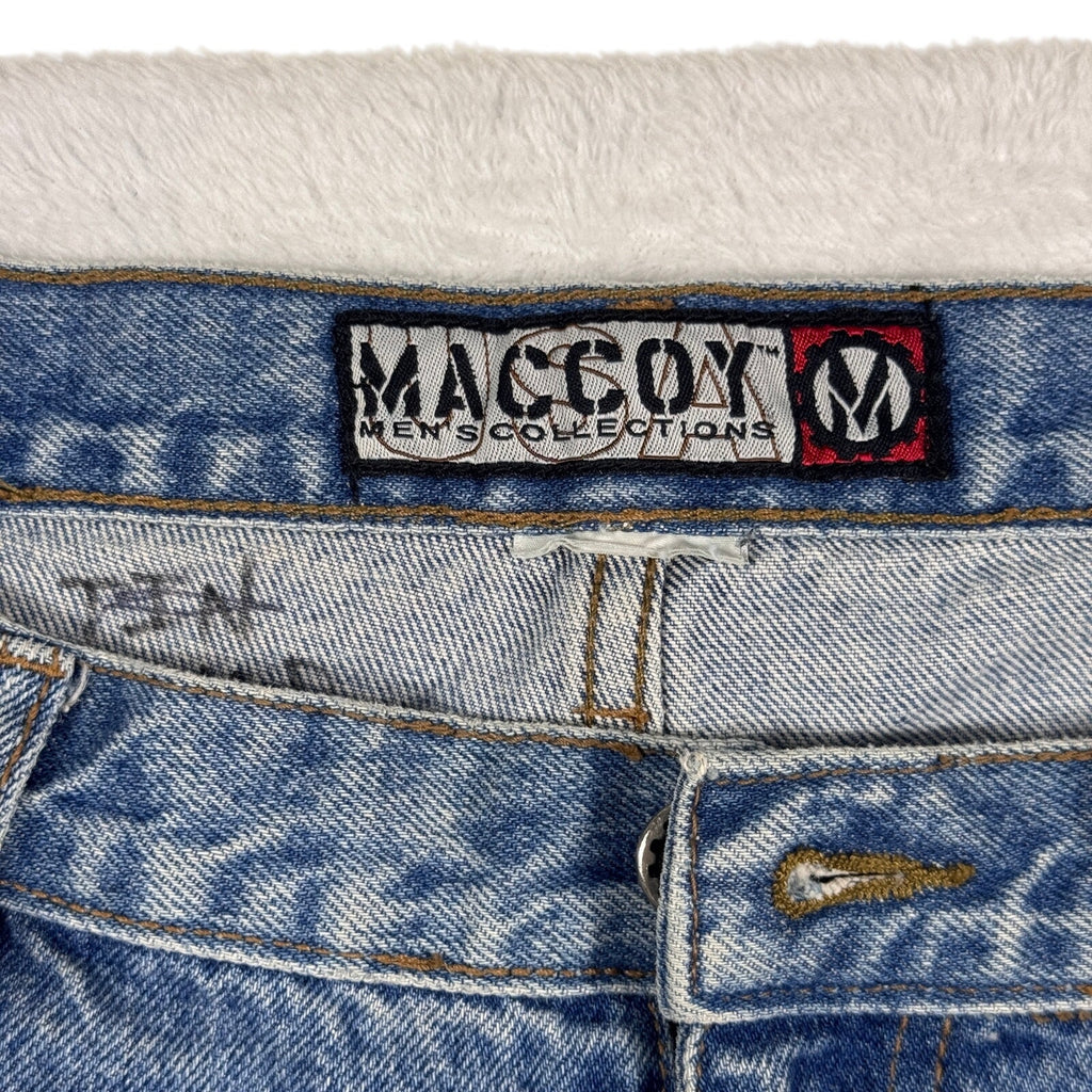 Maccoy Jeans Collection Mens 38x28 Baggy Wide Leg Y2K Skater Blue Denim 90s