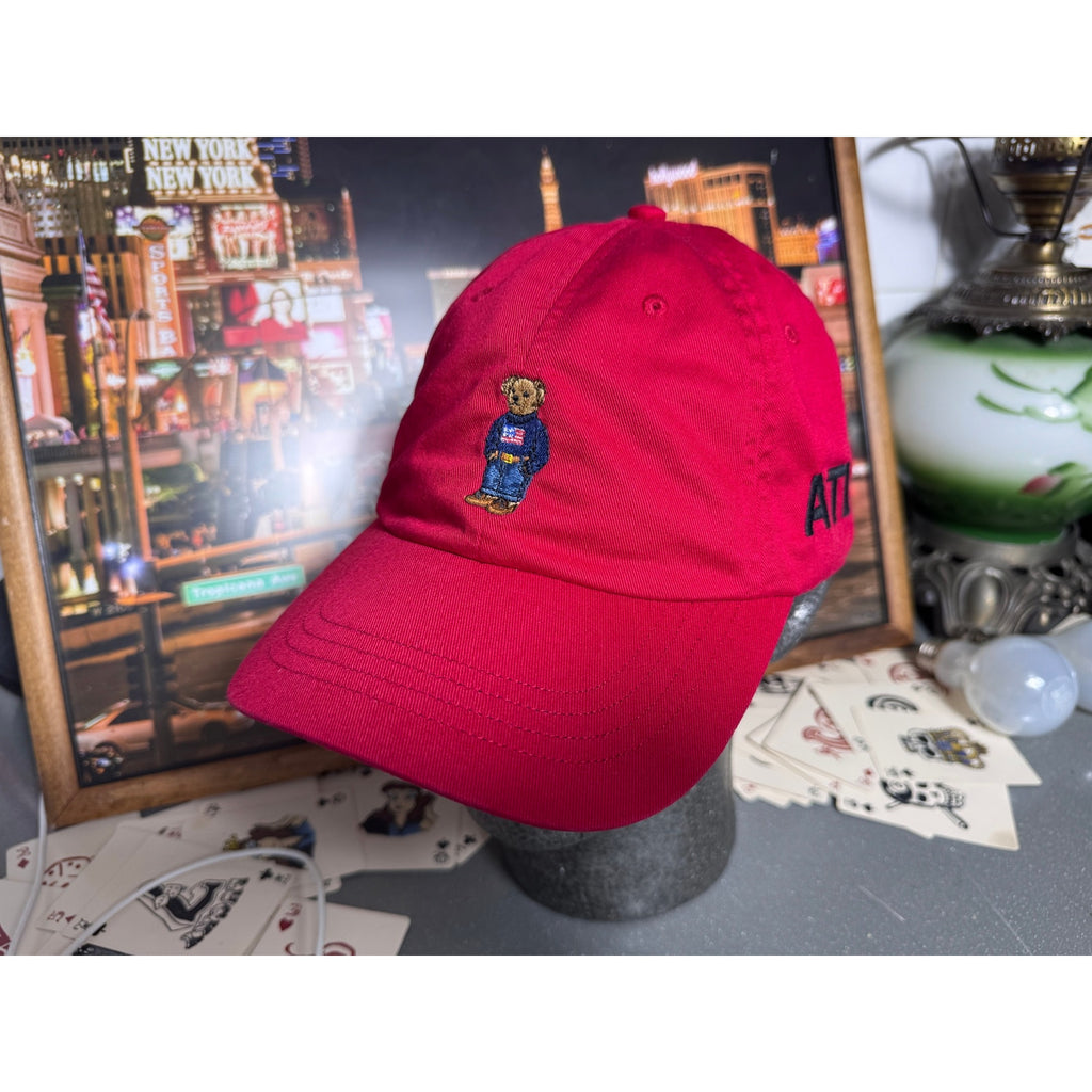 Rare Atlanta Exclusive Polo Ralph Lauren Polo Bear ATL Strapback Hat Red Dad Cap