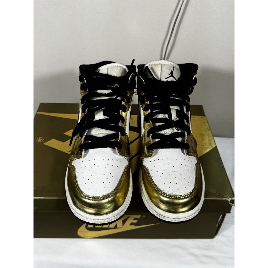 Nike Air Jordan 1 Mid SE Metallic Gold DC1420-700 GS Size 7Y 7 Used