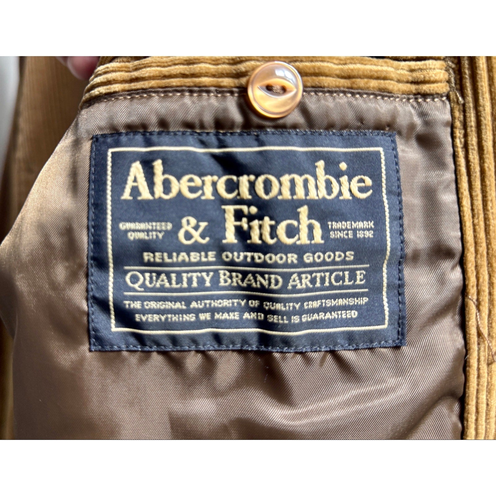 Abercrombie & Fitch Tan Corduroy Sport Coat Blazer Jacket Large L Brown 3 Y2K
