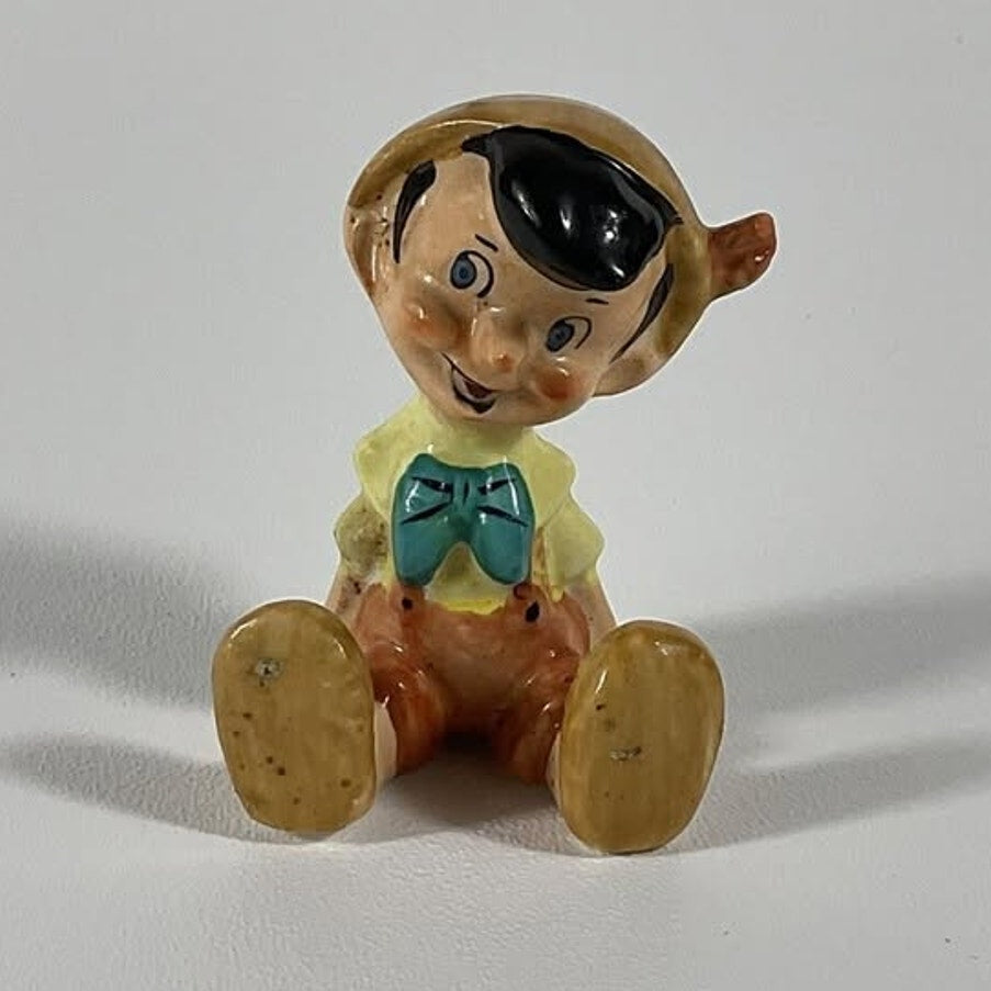 Rare 1950s Walt Disney Pinocchio Ceramic Shelf Sitter Japan 3” Hand Painted