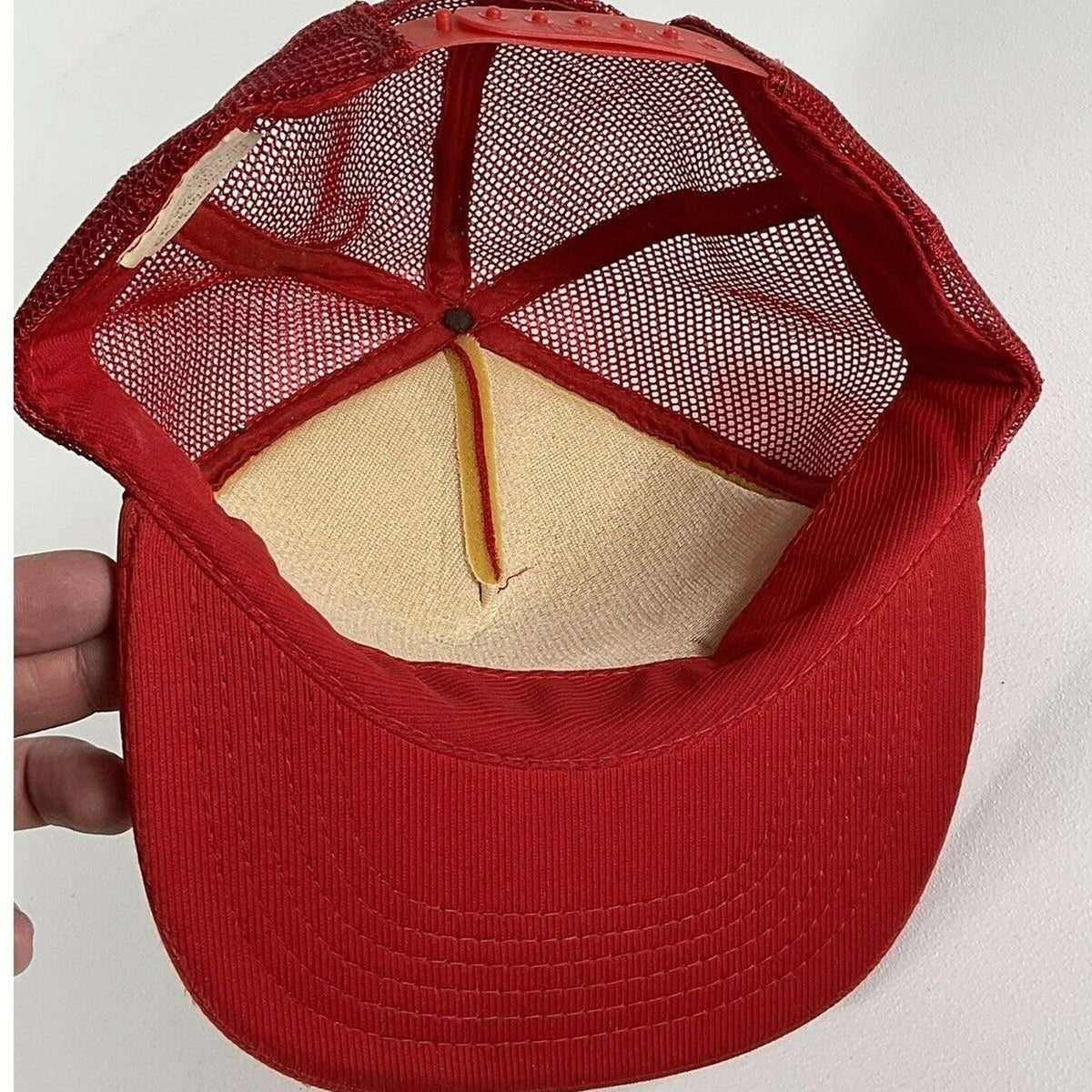Vtg 1970s BBA Tour Bowling Trucker Hat Red Gold Mesh Snapback Taiwan
