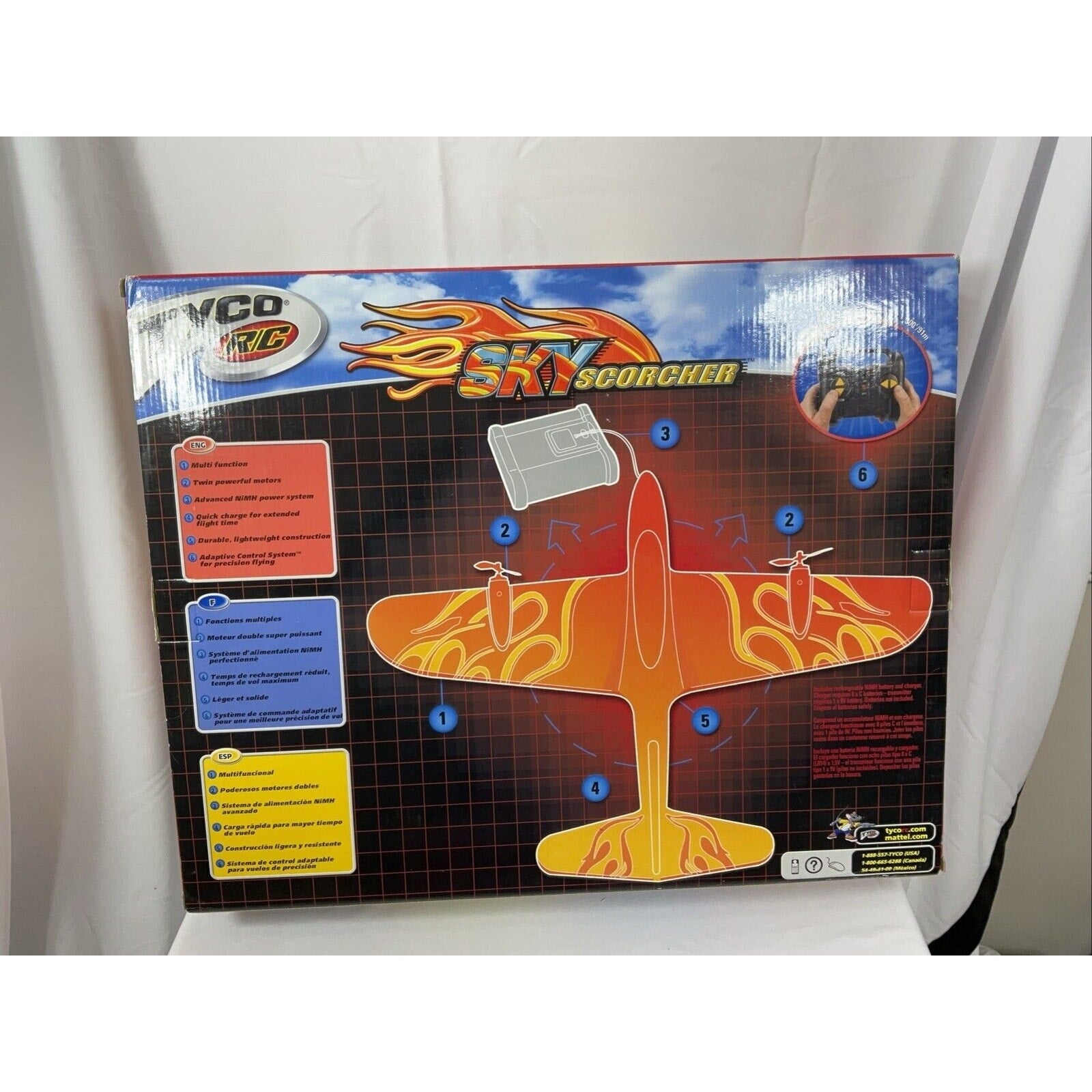 Mattel TYCO RC Remote Control Vintage Sky Scorcher Yellow/Red Aircraft Plane