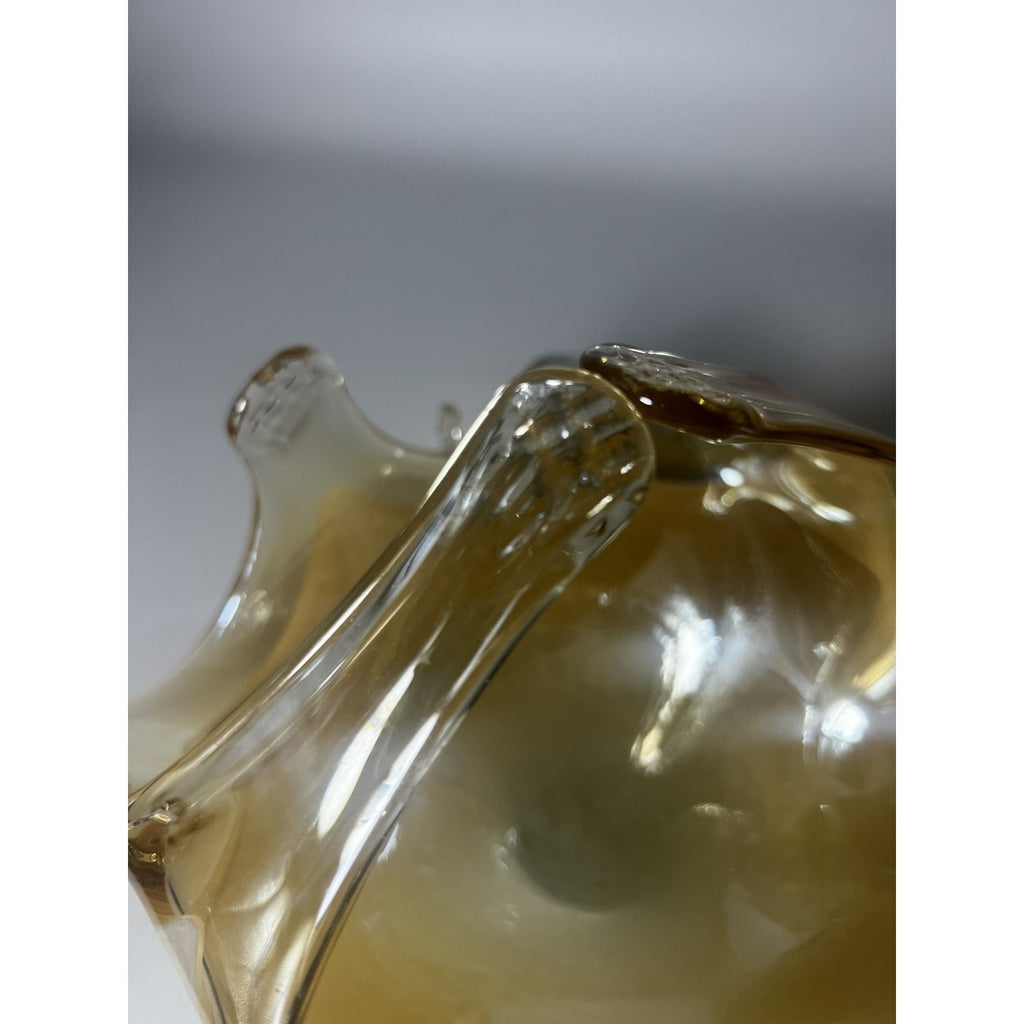 Lavorazione Arte Murano Glass Bowl made in Italy, Amber And gold