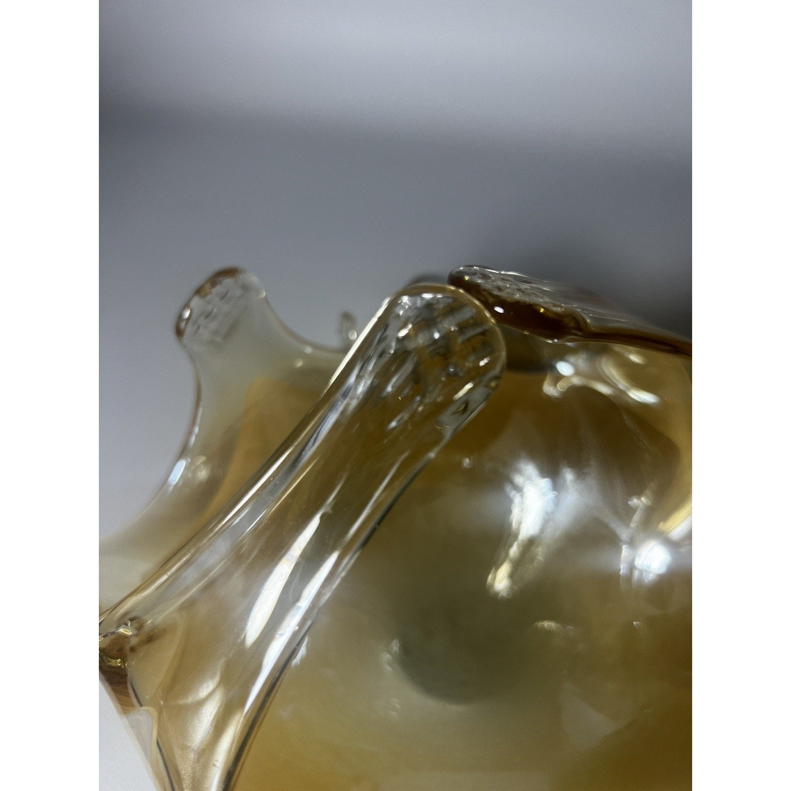 Lavorazione Arte Murano Glass Bowl made in Italy, Amber And gold