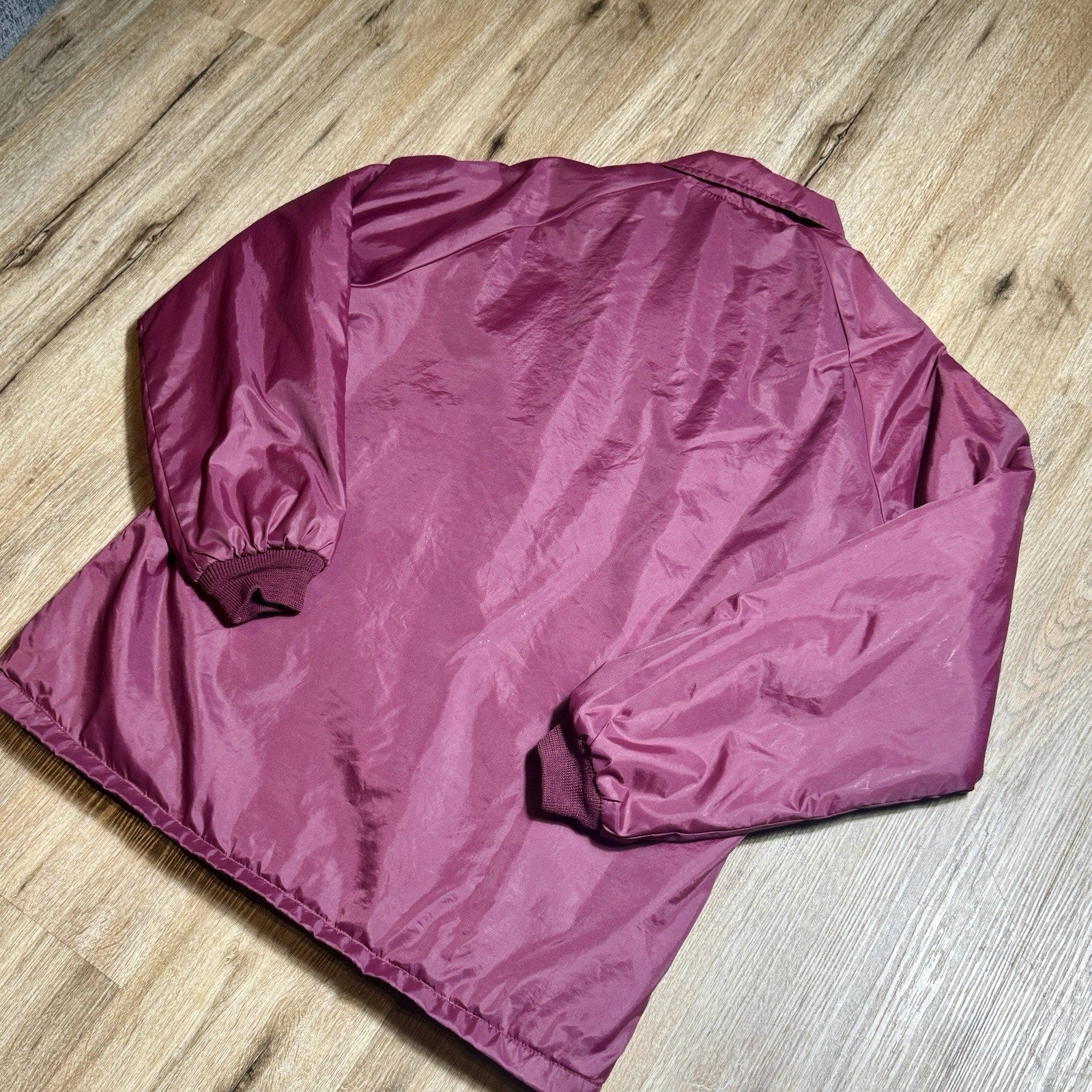 Vtg Weather Breaker Sherpa Lined Coach Jacket USA Burgundy Nylon Men’s L Tall