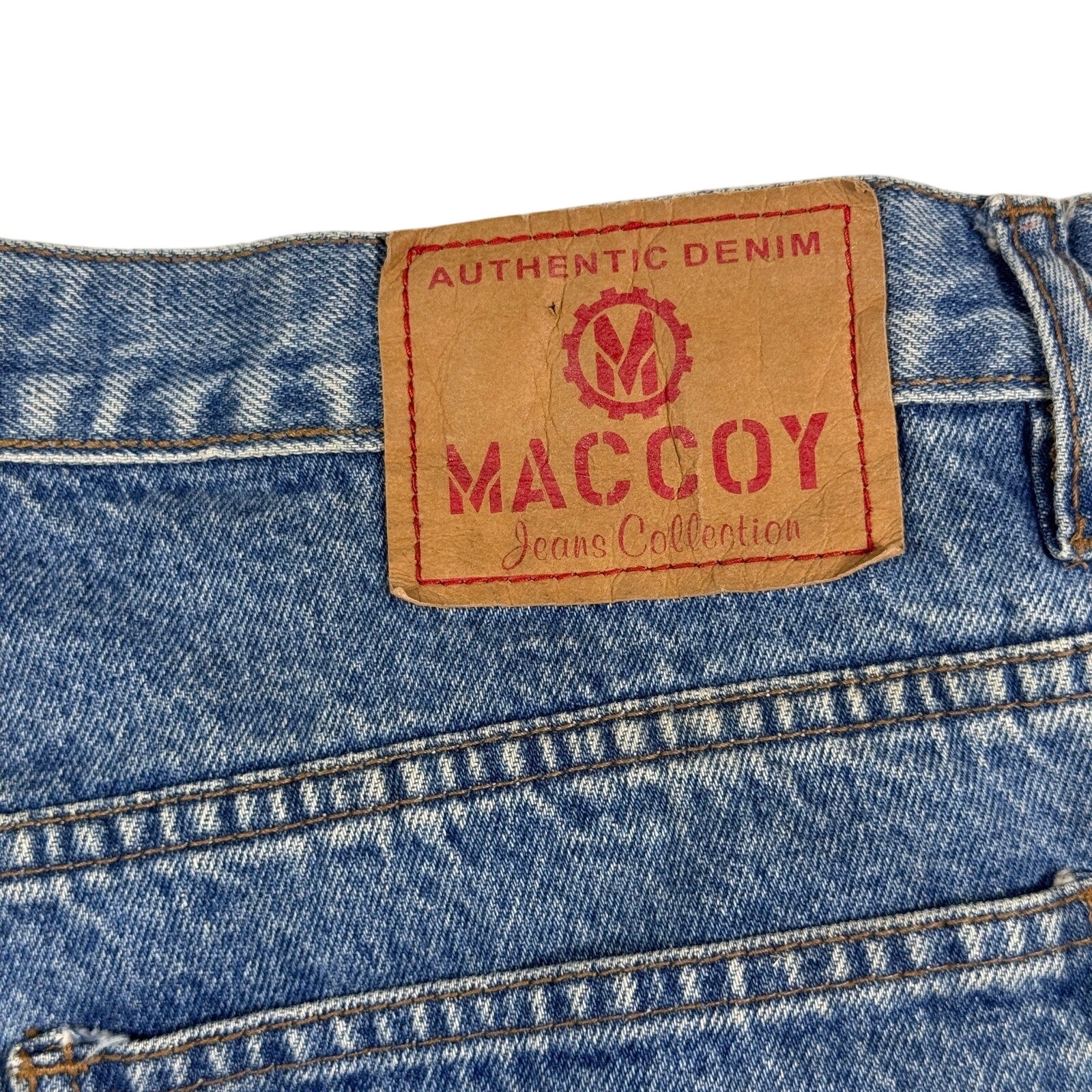 Maccoy Jeans Collection Mens 38x28 Baggy Wide Leg Y2K Skater Blue Denim 90s