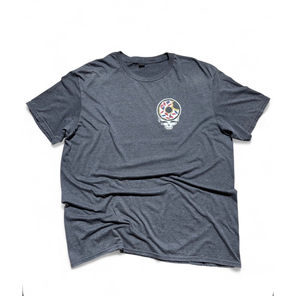 Gibson’s Donuts Grateful Dead Skull Donut Graphic T Shirt Gray Adult XL