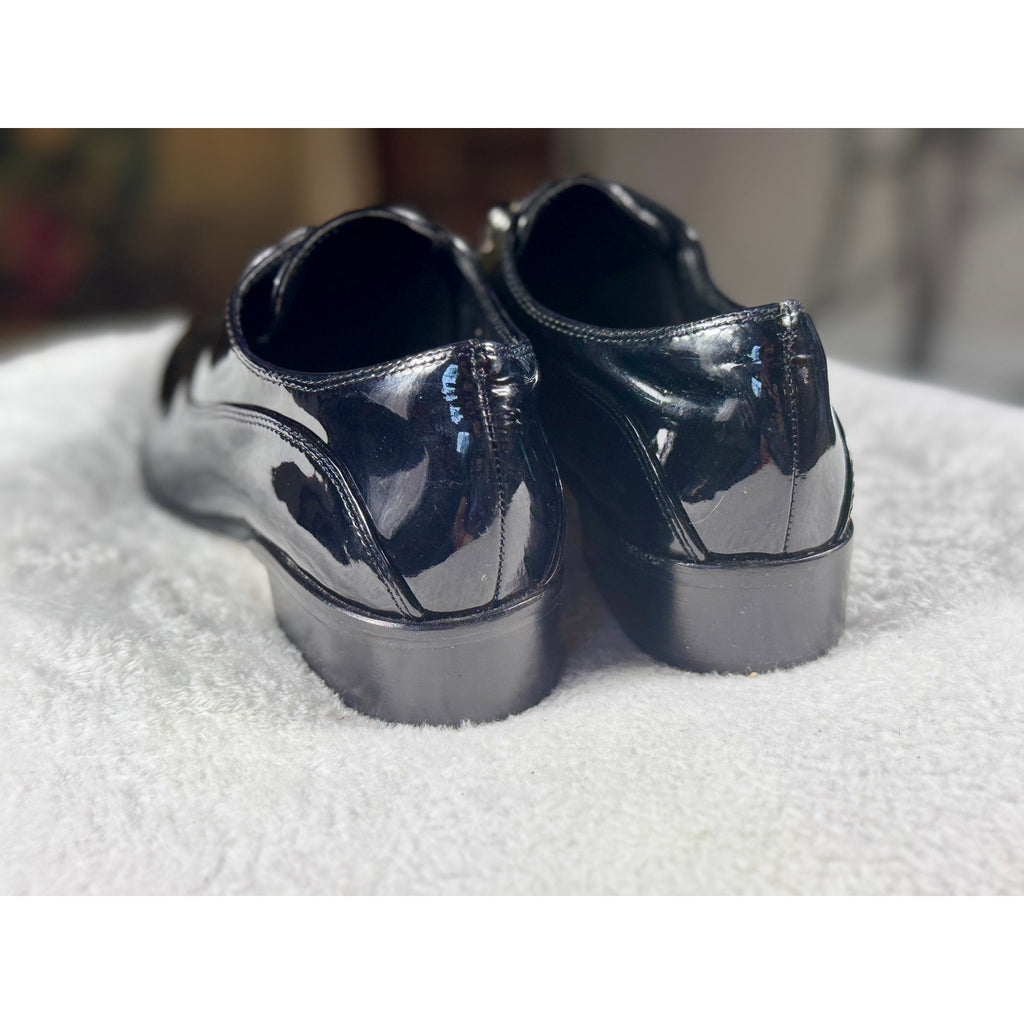 Antonio Melani Black Patent Leather Studded Loafers Women’s Size 6 M Pointed Toe