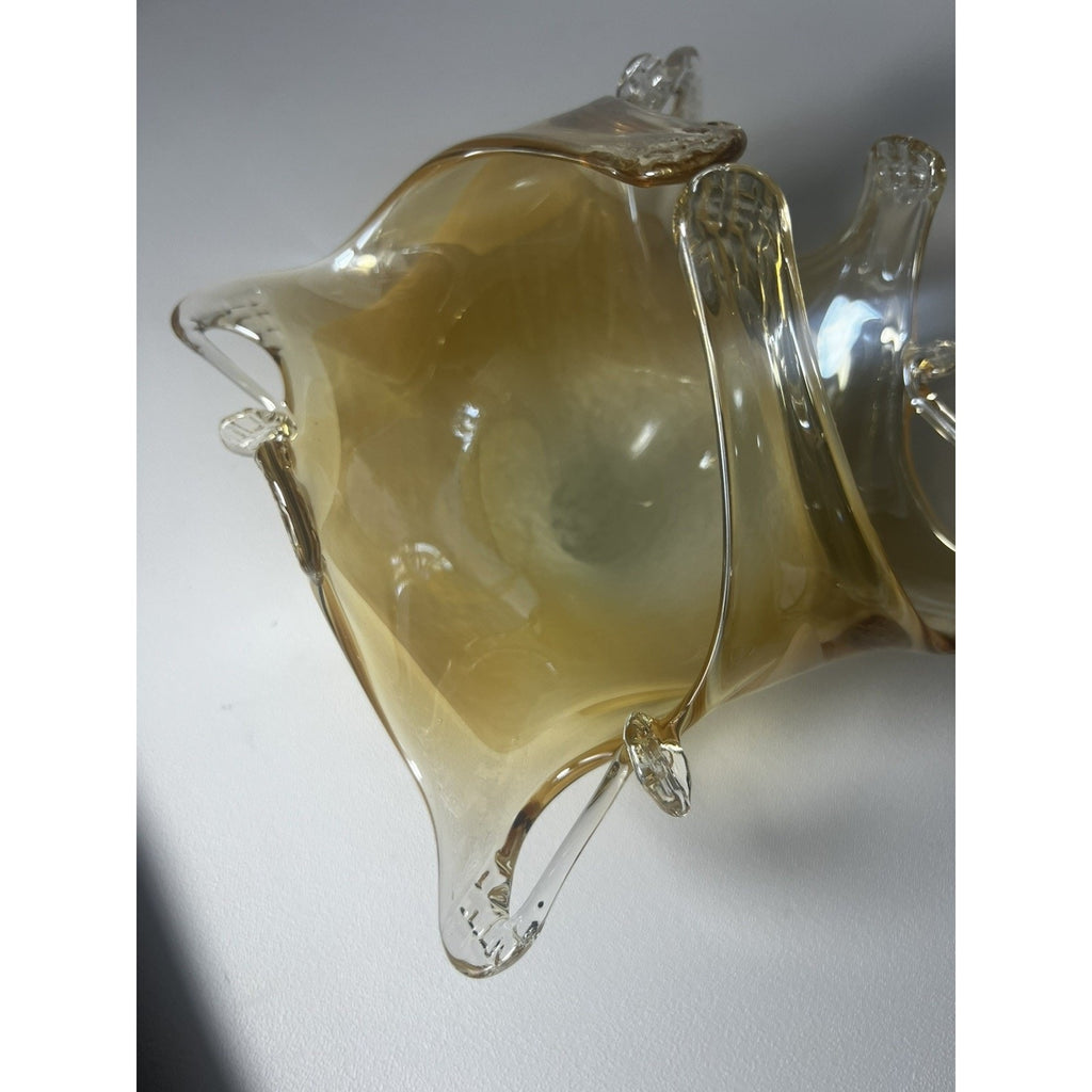 Lavorazione Arte Murano Glass Bowl made in Italy, Amber And gold