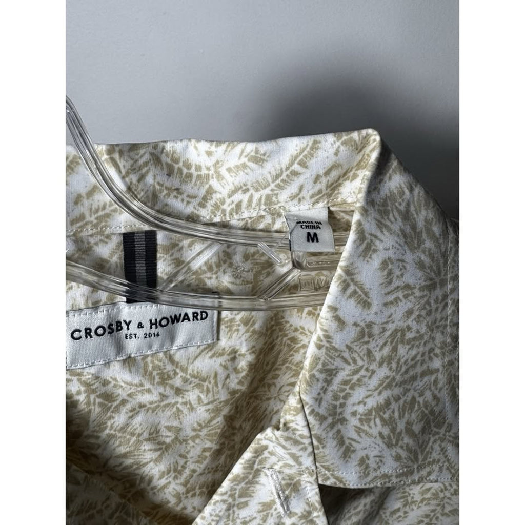 Crosby & Howard Men’s Shirt M Light Khaki Palm Print Button Down NWT $79