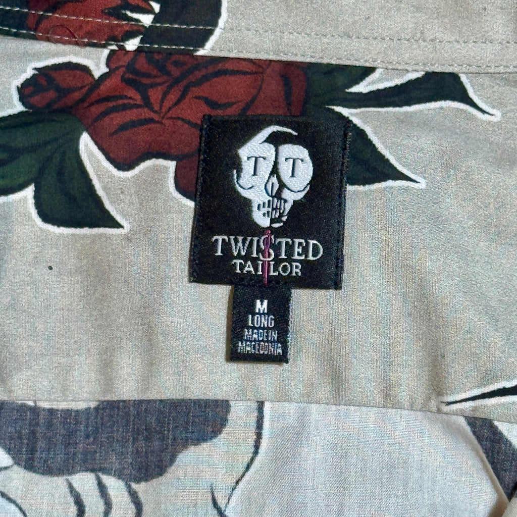 Twisted Tailor Tattoo Flash Print Button Up Shirt Men’s Medium Long NWT