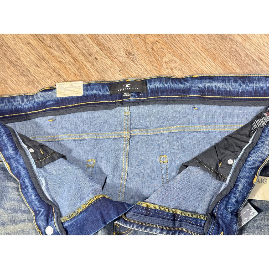 Jordan Craig Legacy Edition Aaron Jeans Men 46x32 Blue Stretch Slim Taper Denim