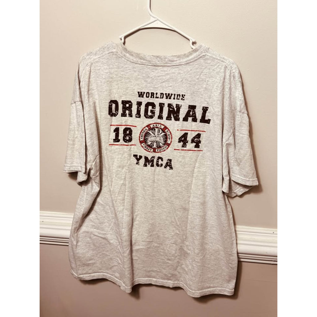 Vintage YMCA Worldwide Original 1844 Double Sided Graphic T-Shirt Gray Large