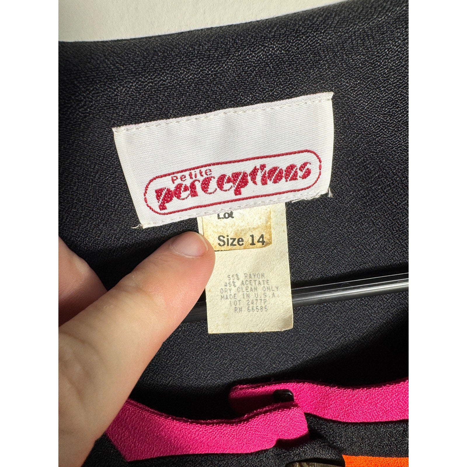 Vintage 80s Petite Perceptions Colorblock Blazer Top Women’s Size 14 Made USA