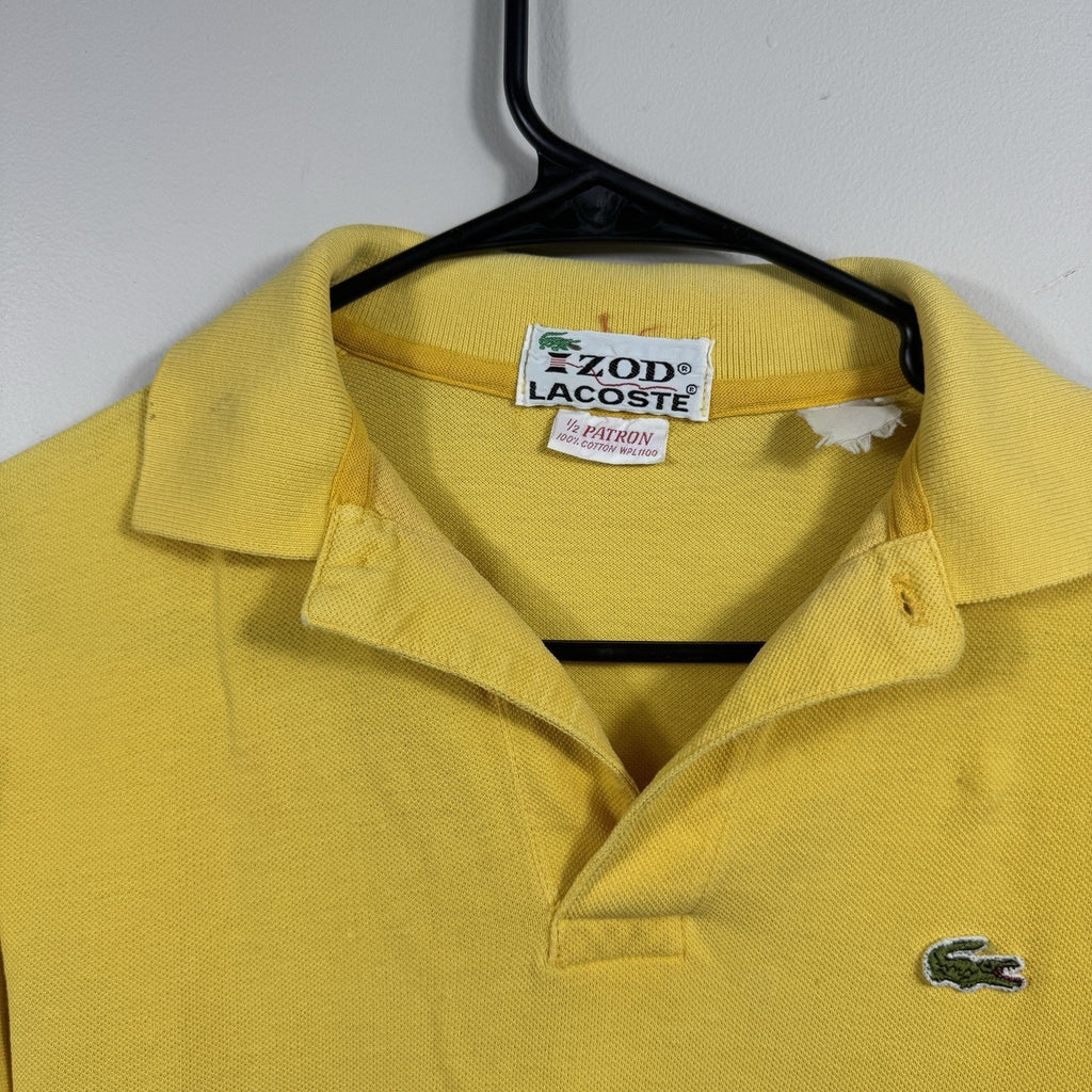 Vtg 60s-70s IZOD Lacoste Yellow Polo Shirt Crocodile Logo Cotton Mens Slim S XS