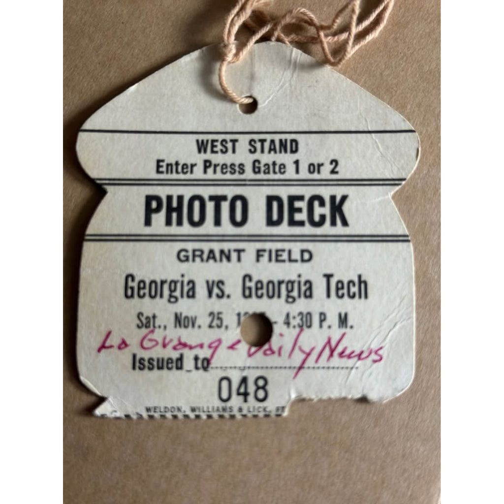 1967 Georgia vs Georgia Tech Grant Field Press Pass Vintage NCAA Rivalry
