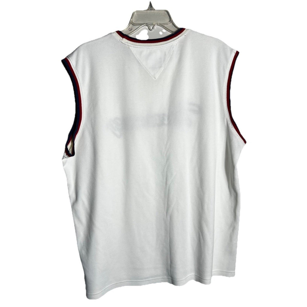 Vtg 90s Y2K Tommy Hilfiger Tommy Jeans Sleeveless Tank Top - Size L White & Blue