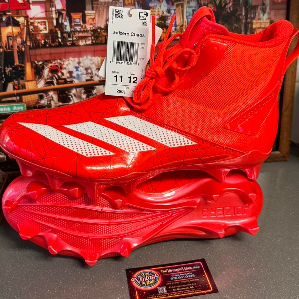 Adidas Adizero Chaos Football Cleats Red White sz 11 Mens New RFID