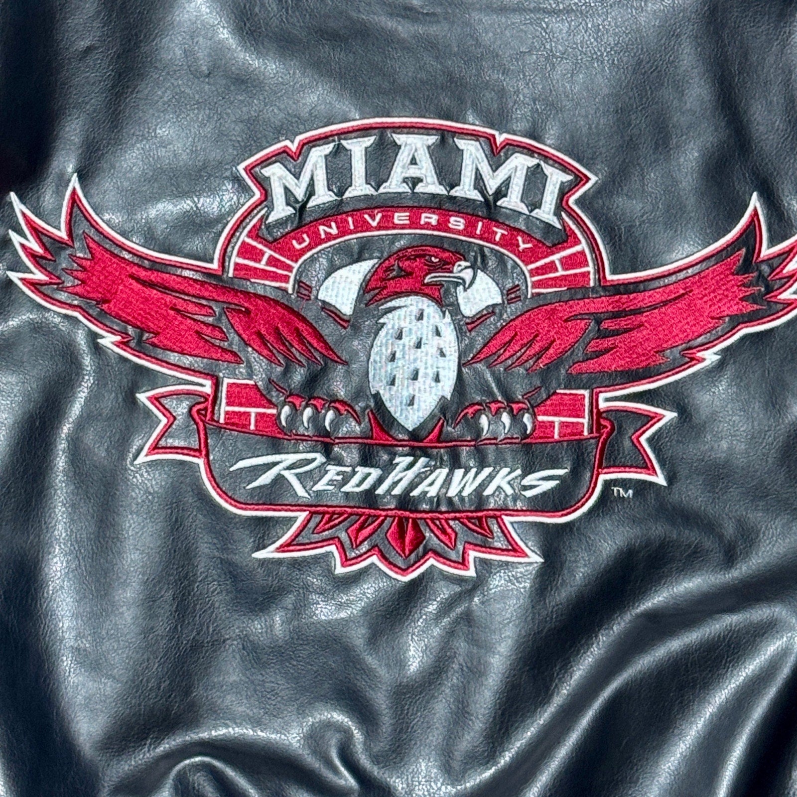 Miami University RedHawks Varsity Jacket Large Steve & Barry’s Letterman NCAA