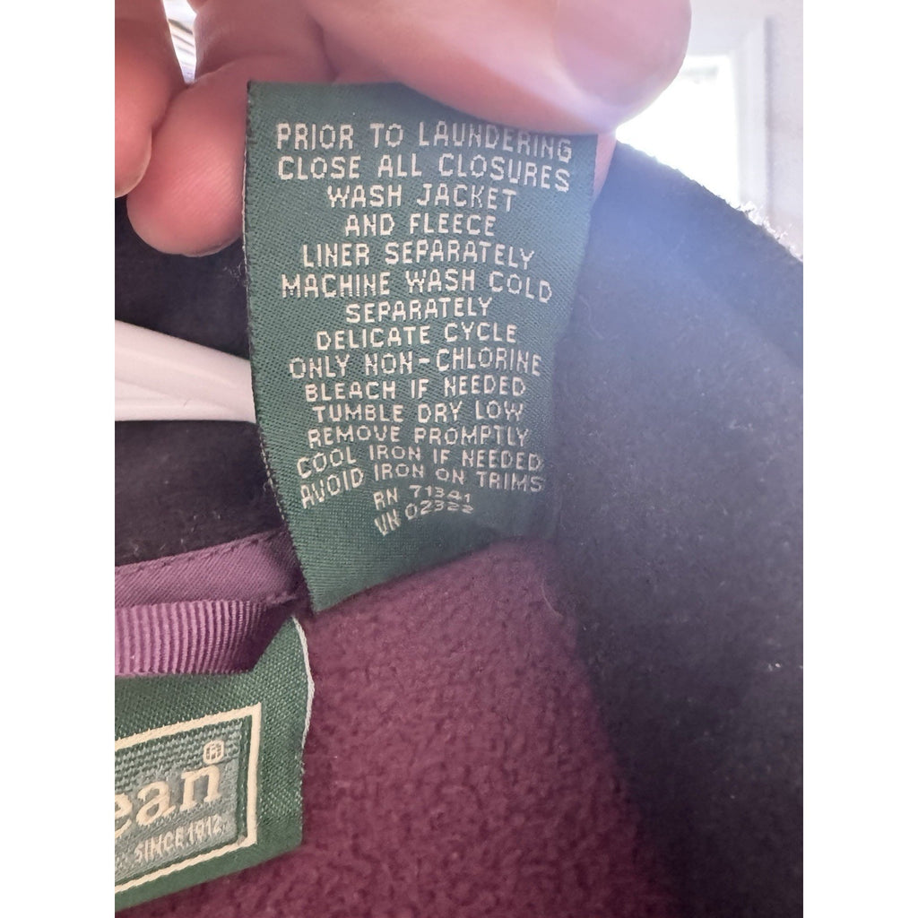 Vtg LL Bean Jacket Womens Petite Medium Purple Warm Up Fleece Lined Ski Snow M