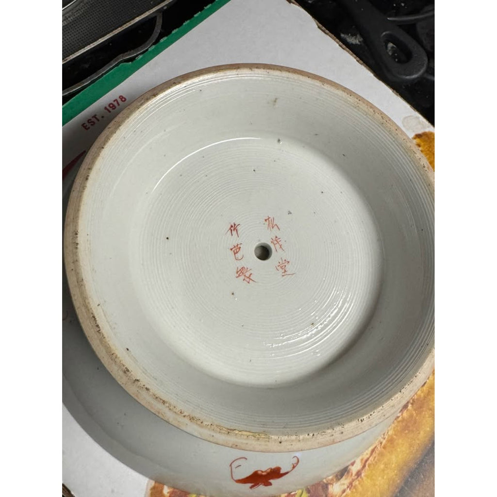 Antique Japanese Kutani Pedestal Compote Bowl Peacock Floral 10.75” Hand Painted