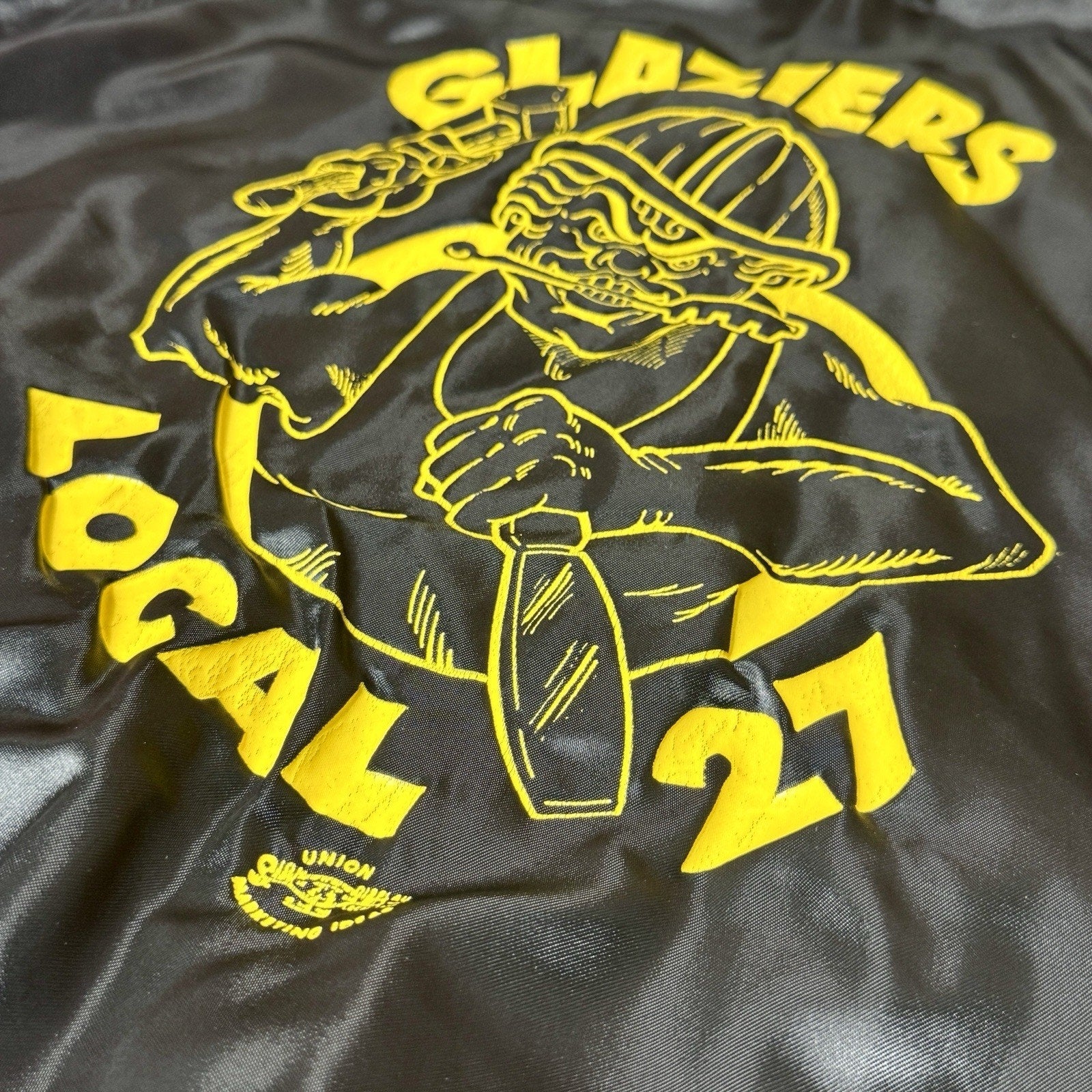 Vtg West Wind Glaziers Local 27 Union Satin Jacket USA ACTWU Men’s M Chicago HTF