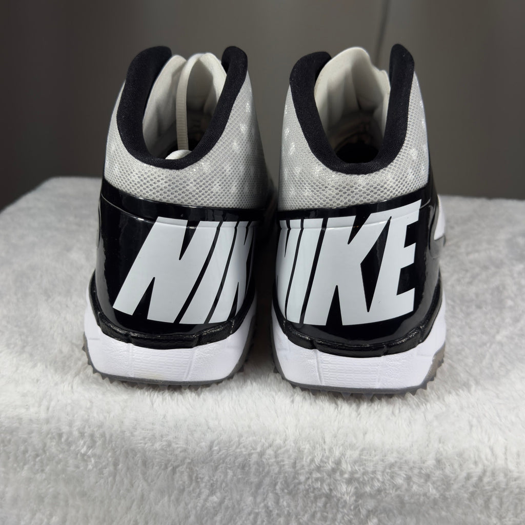 Nike Alpha Menace Mid Football Cleats White Black 527879-100 Mens 15