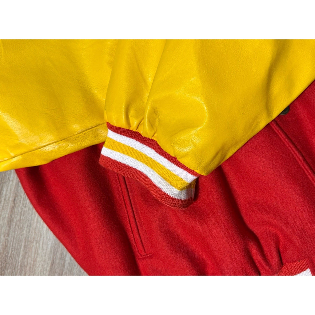 Vtg 80s Ferris State Bulldogs Varsity Jacket Red Mens XXL Snap Front Embroidered