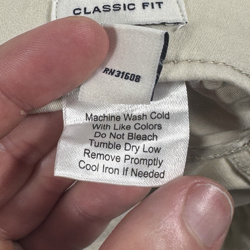 Joseph Abboud Classic Fit Sateen Pants Men’s 40 x 30 Cotton Stretch Stone Beige