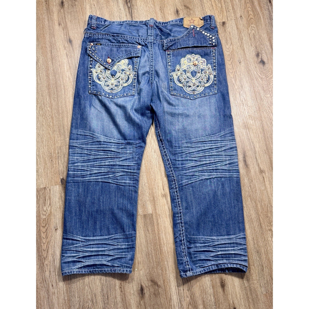 Y2K CStar by Ciano Farmer 905 Boot Cut Studded Embroidered Jeans Tag 50B 48x32