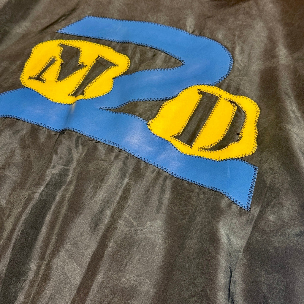 Vintage M2D Major Damage Silk Bomber Jacket Mens XL XXL Blue Black 90s Hip Hop