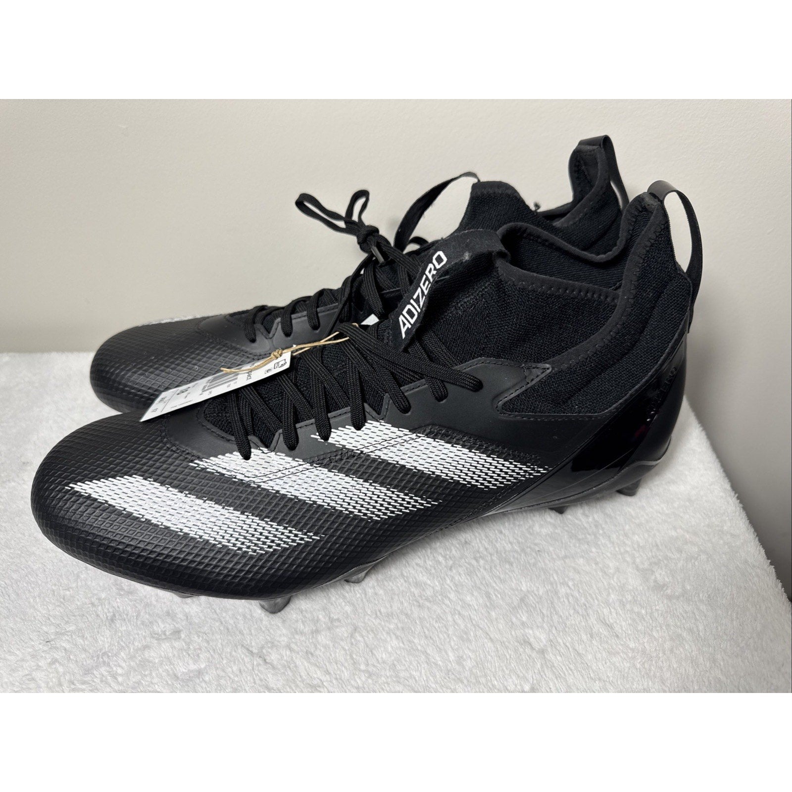 Adidas Adizero Impact Football Cleats Mens Black, Silver Sneakers Shoes Sz 18