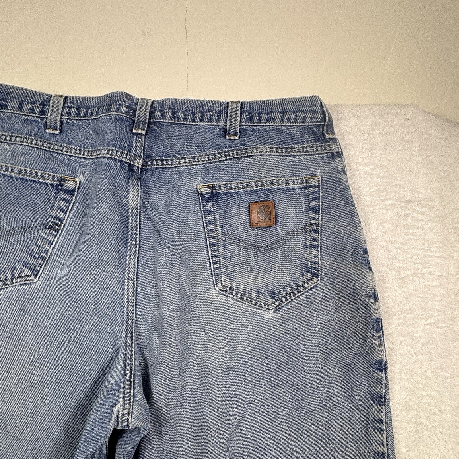 Carhartt B42 Relaxed Fit Jeans Mens 40x30 Distressed Workwear Denim Made Mexico