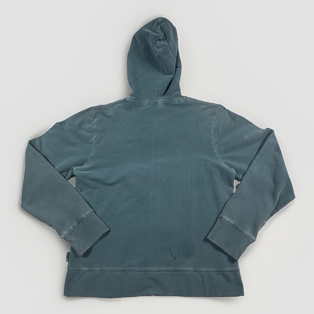 Woolrich Garment Dyed Full Zip Hoodie Womens M Blue Green Stretch Sweatshirt