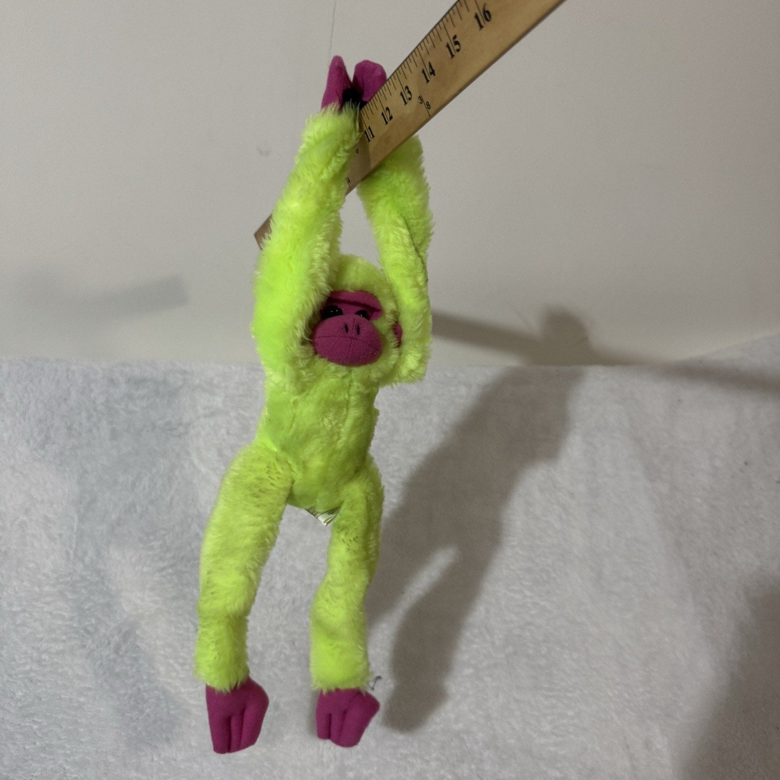 Vtg Great American Toy Co Neon Green Hanging Monkey Plush 16” Pink Carnival