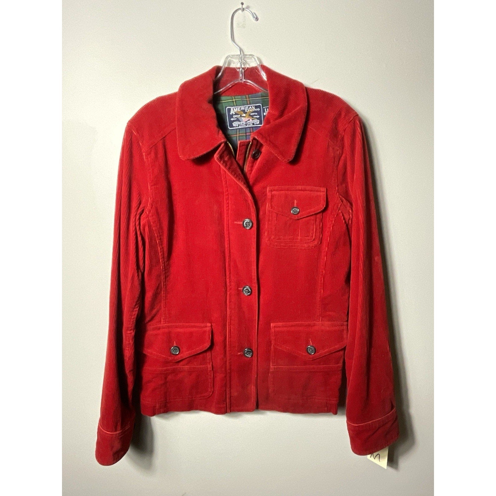 American Living Single Breasted Corduroy Jacket Women's Size M Rust Orange