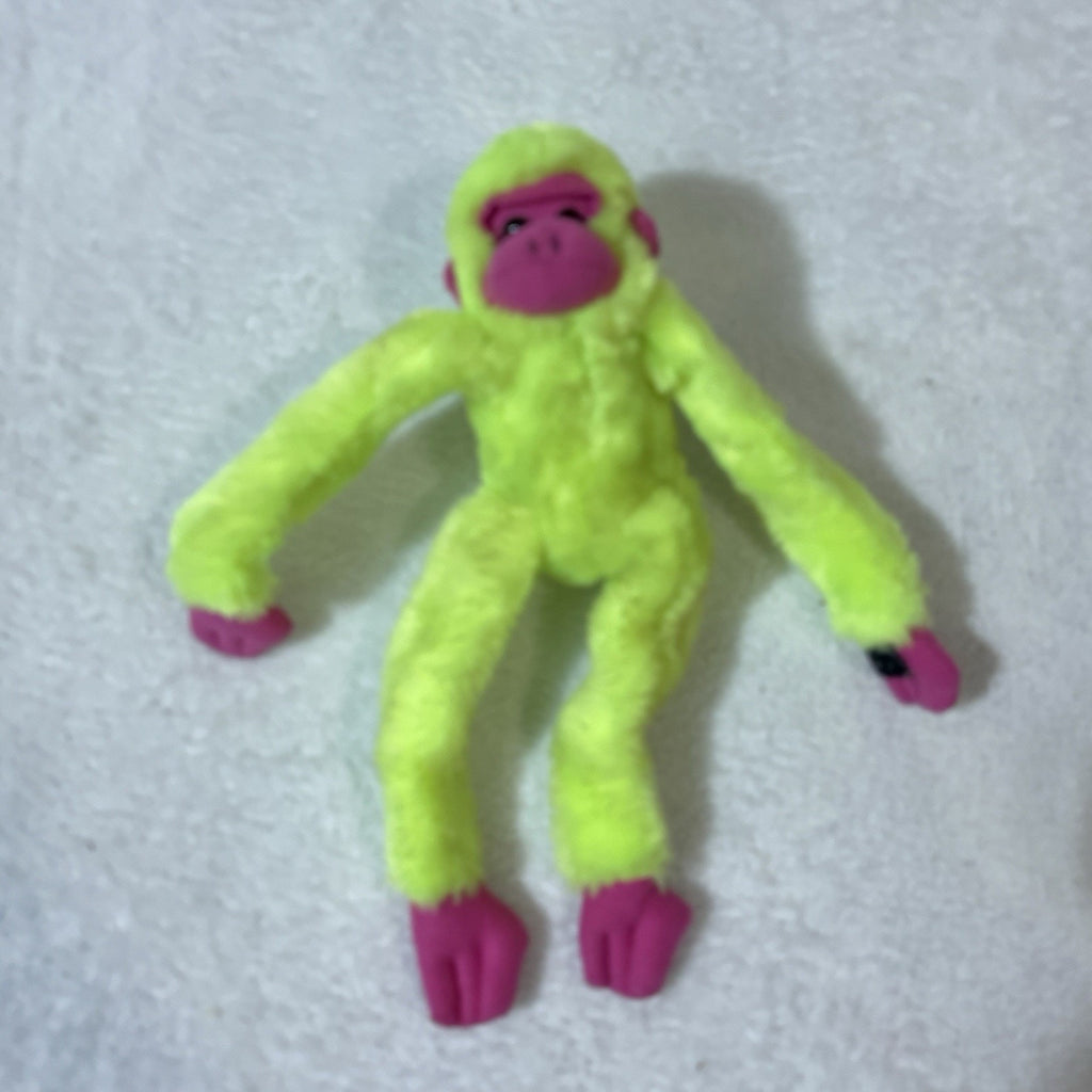 Vtg Great American Toy Co Neon Green Hanging Monkey Plush 16” Pink Carnival