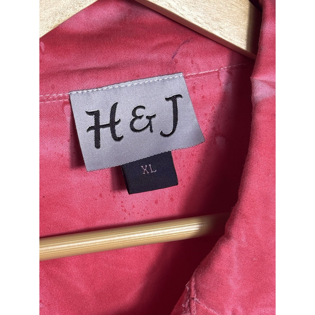 H&J Women's Pink Denim Jean Jacket Size XL Lightweight Long Sleeve