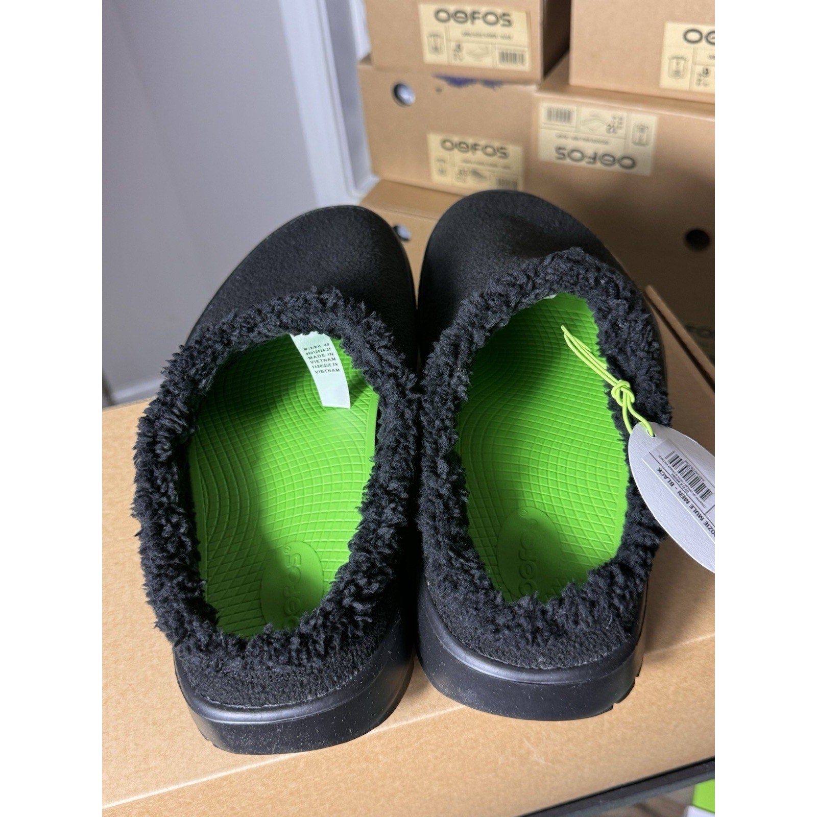 OOFOS OOcoozie Mule Men’s Slip-On Shoes Black Size 12 Comfort Recovery Clogs