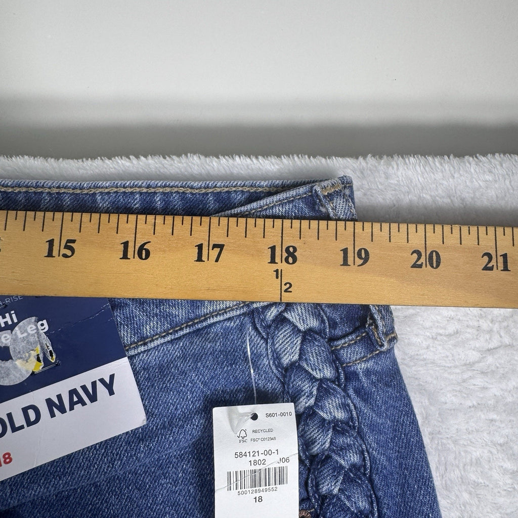 Old Navy Sky-Hi Wide Leg Braided Jeans Womens 18 Extra High Rise NWT Denim