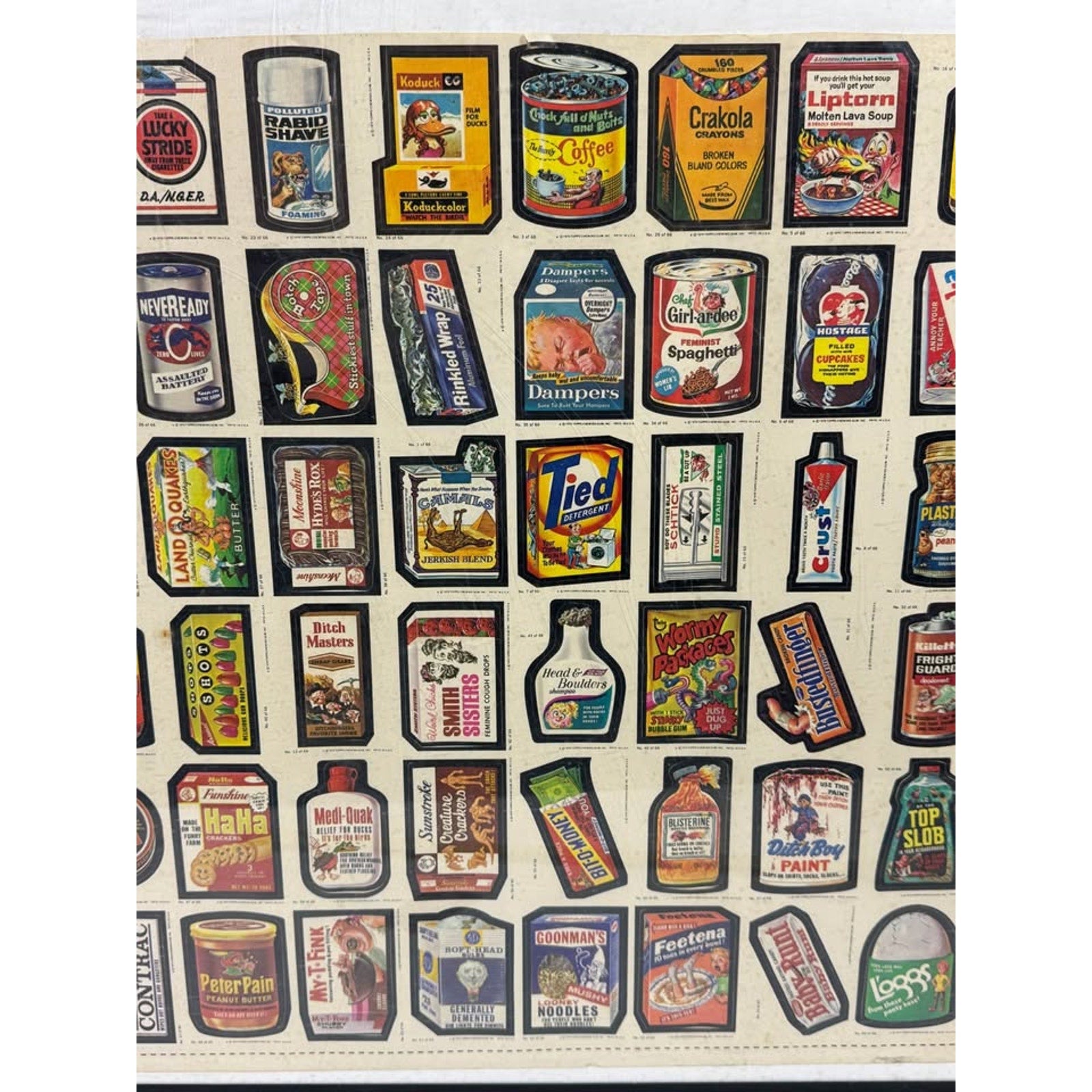 Original 1979 Topps Wacky Packages Cards Uncut Sheet Vintage Display 66 Labels